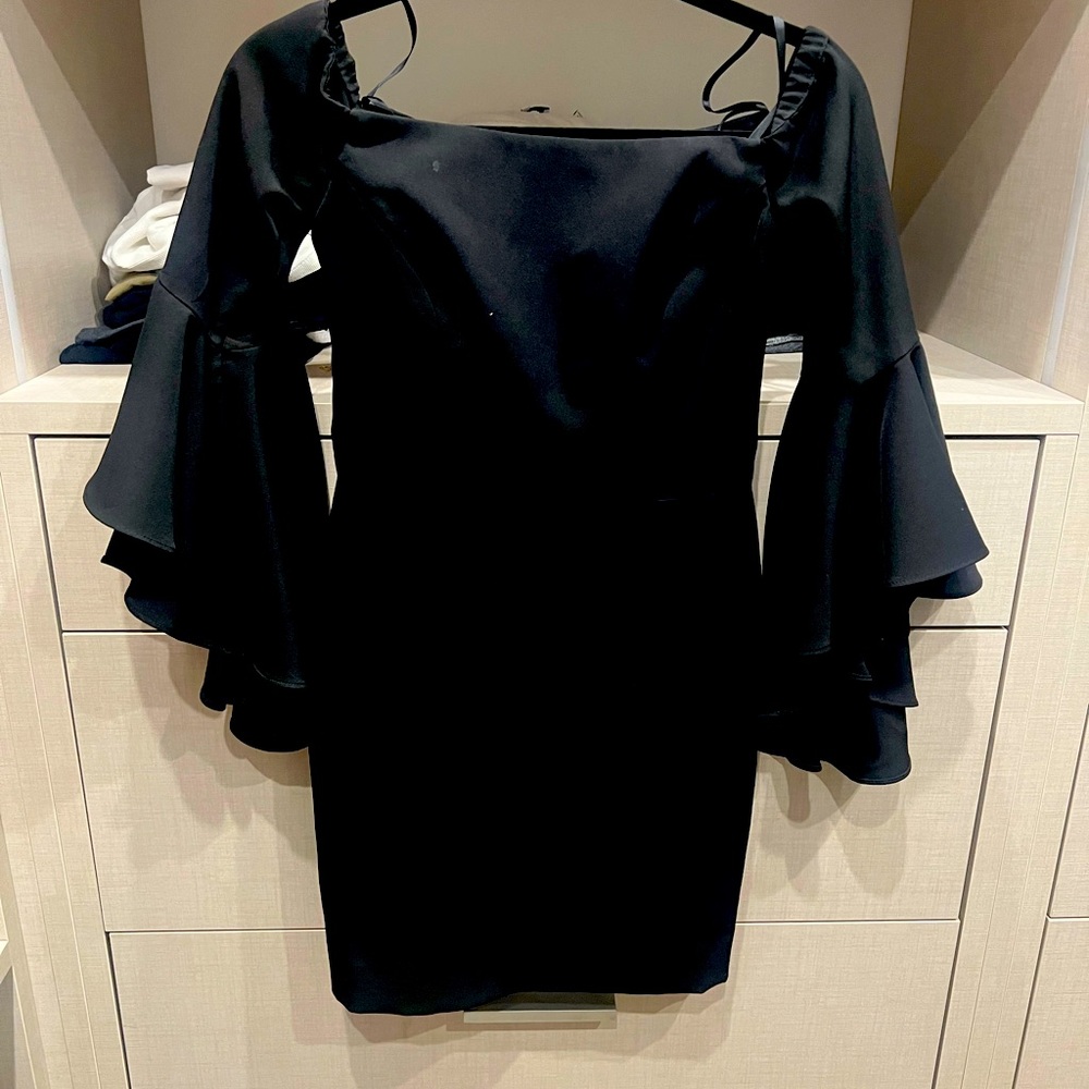 Black Semi-Formal off-shoulder black dress. Very flattering!
